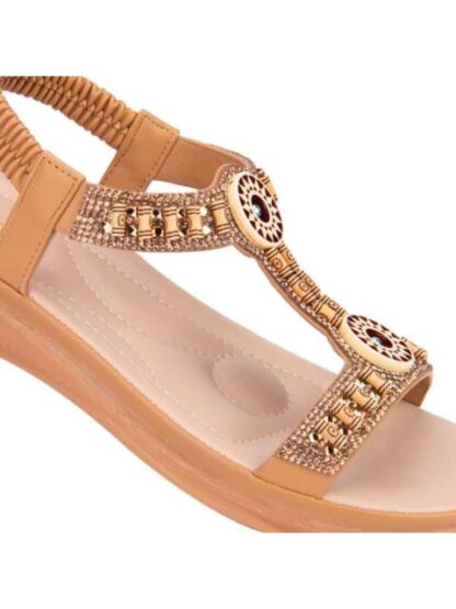 SANDALIA PLANA BRILLOS CAMEL VI LINE - Image 6