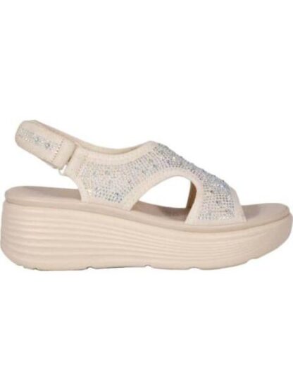 SANDALIA PLATAFORMA CON BRILLOS BEIGE SHOSH