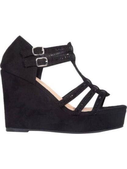 SANDALIA PLATAFORMA CON BRILLOS NEGRO VI LINE FASHION