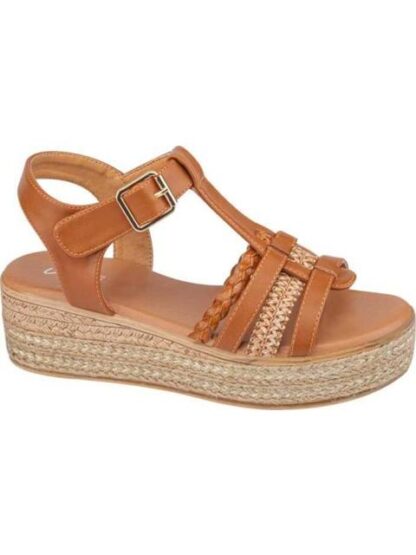 SANDALIA CON PLATAFORMA RAFIA COGNAC VI LINE - Image 2