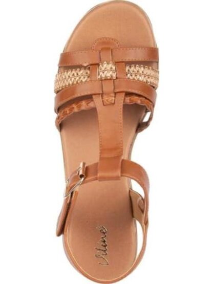 SANDALIA CON PLATAFORMA RAFIA COGNAC VI LINE - Image 3