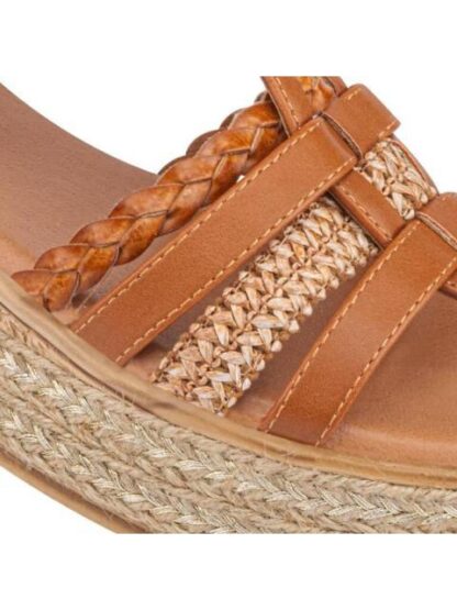 SANDALIA CON PLATAFORMA RAFIA COGNAC VI LINE - Image 6