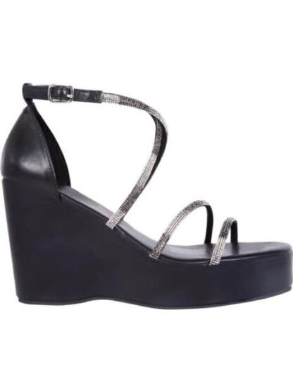 SANDALIA PLATAFORMA Y BRILLOS NEGRO THALIA SODI