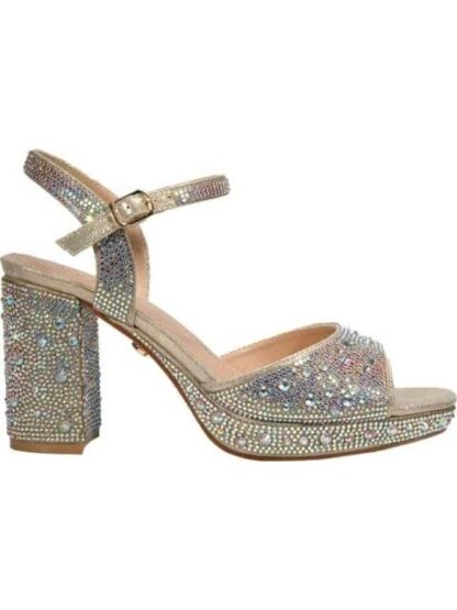 SANDALIA TACON PLATAFORMA BRILLOS ORO THALIA SODI