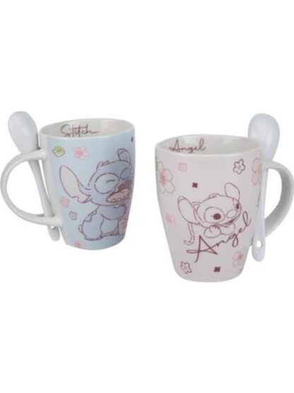 SET 2 TAZAS CON CUCHARA STITCH 310 ML MULTICOLOR DISNEY