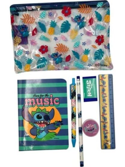 SET ESCOLAR 7 PIEZAS STITCH AZUL STITCH