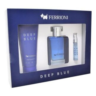 SET FERRIONI DEEP BLUE 3PZ 100ML EDT SPRAY BODY