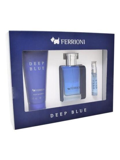 SET FERRIONI DEEP BLUE 3PZ 100ML EDT SPRAY BODY