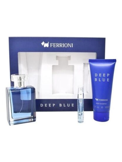 SET FERRIONI DEEP BLUE 3PZ 100ML EDT SPRAY BODY - Image 2