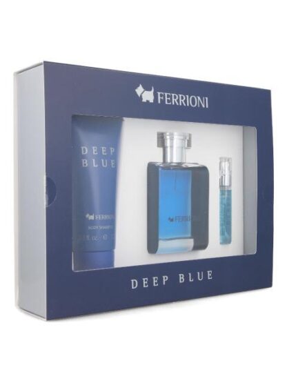 SET FERRIONI DEEP BLUE 3PZ 100ML EDT SPRAY BODY - Image 5