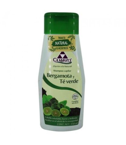 SHAMPOO CAPILAR BERGAMOTA Y TE VERDE 550ML CUARZO COSMETICS