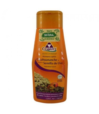 SHAMPOO CAPILAR DE CACAHUANANCHE Y SEMILLA DE UVA 550ML CUARZO COSMETICS