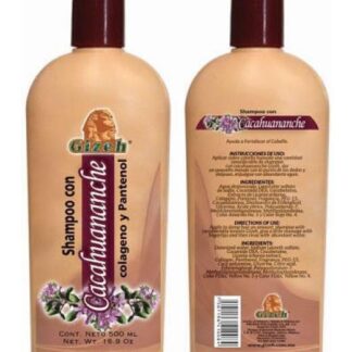 SHAMPOO CON CACAHUANANCHE COLAGENO Y PANTENOL 500ML. PRODUCTOS GIZEH