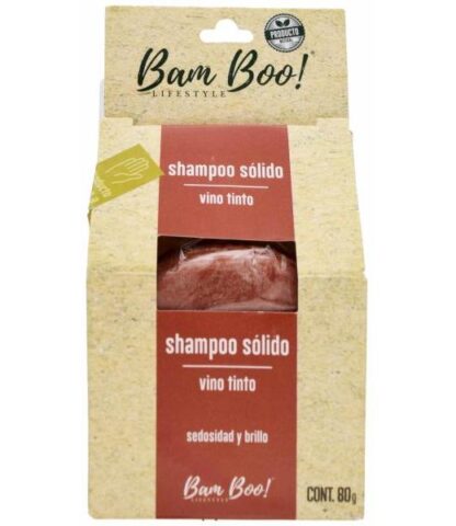 SHAMPOO SOLIDO VINO TINTO 80 G BAM BOO LIFESTYLE