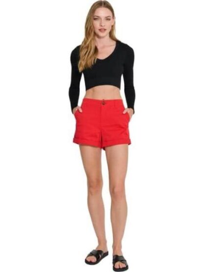 SHORT DE GABARDINA CINTURA REGULAR ROJO HOLLY LAND