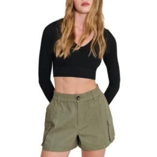 SHORT DE GABARDINA CON BOLSAS CARGO VERDE OLIVO HOLLY LAND