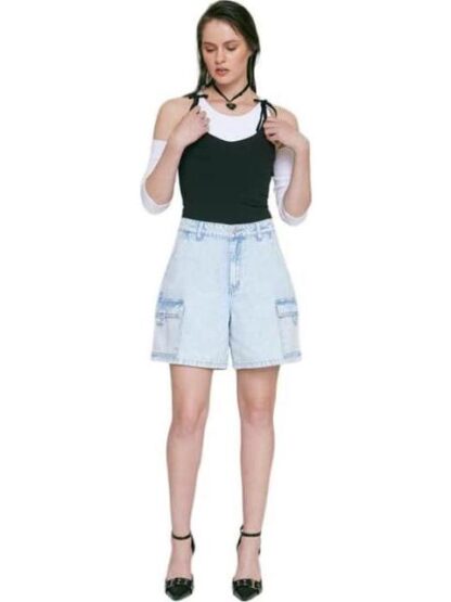 SHORT MEZCLILLA CINTURA ALTA AZUL ATMOSPHERE DNM