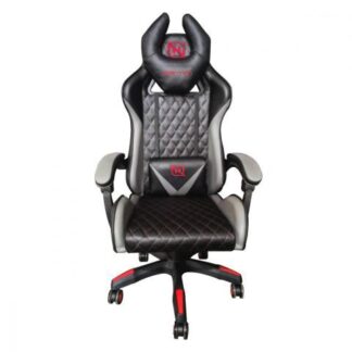 SILLA GAMER INCLINACION RESPALDO 145° CLASE 4 140150KG NGS01 FOAM 350MM 63CM-64CM-121131CM RUEDA 5 PULGADAS COJIN LUMBAR Y CABEZA GRIS-ROJO