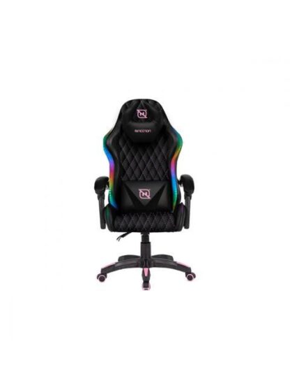 SILLA GAMER RGB INCLINACION RESPALDO 145 CLASE 4 140150KG NSGRGB1 FOAM 350MM 63CM-64CM-121131CM COJIN LUMBAR Y CABEZA NEGRO-FUSCIA