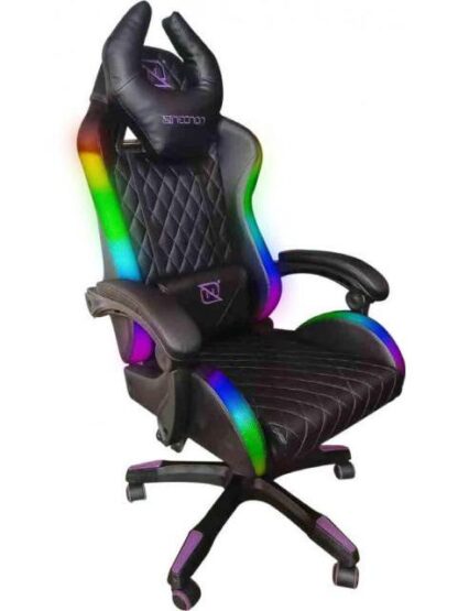 SILLA GAMER RGB INCLINACION RESPALDO 145 CLASE 4 140150KG NSGRGB1 FOAM 350MM 63CM-64CM-121131CM COJIN LUMBAR Y CABEZA NEGRO-ROJO - Image 2