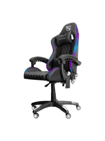 SILLA GAMER RGB INCLINACION RESPALDO 145 CLASE 4 140150KG NSGRGB1 FOAM 350MM 63CM-64CM-121131CM COJIN LUMBAR Y CABEZA NEGRO-ROJO - Image 3