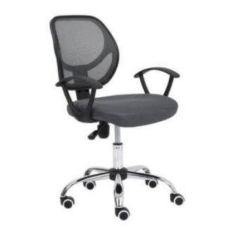 SILLA SECRETARIAL NEXTEP NE650SG DE ALTURA AJUSTABLE 10CM COLOR GRIS BASE GIRATORIA TELA EN MALLA CROMADA SOPORTA HASTA 110 KG