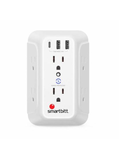 SMARTBITT SUPRESOR DE PICOS DE PARED SBSS-BW6-3U 6 CONTACTOS 3X USB 1480J 120V BLANCO