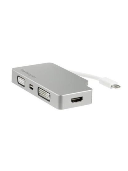 STARTECH  ADAPTADOR 4 EN 1 DE AUDIO Y VIDEO PARA VIAJES USB-C A VGA DVI HDMI O MINI DISPAYPORT