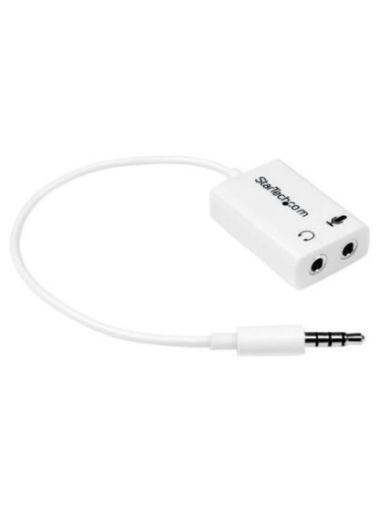 STARTECH  ADAPTADOR DIVISOR 1X 3.5MM MACHO - 2X 3.5MM HEMBRA PARA AUDIFONOS Y MICROFONO BLANCO