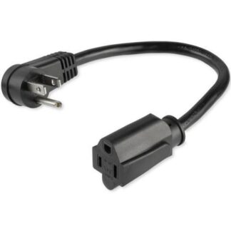 STARTECH  CABLE DE PODER ACODADO NEMA 5-15P MACHO - NEMA 5-15R ACOPLADOR HEMBRA 30CM NEGRO