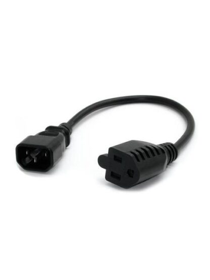 STARTECH  CABLE DE PODER C14 ACOPLADOR MACHO - NEMA 5-15R HEMBRA 30CM NEGRO
