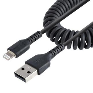 STARTECH  CABLE ESPIRAL LIGHTNING MACHO - USB A MACHO 50CM NEGRO