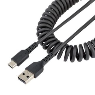 STARTECH  CABLE ESPIRAL USB-A MACHO - USB-C MACHO 1 METRO NEGRO