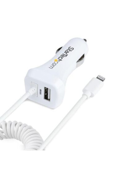 STARTECH  CARGADOR PARA AUTO USBLT2PCARW2 1X USB-A CON CABLE LIGHTNING BLANCO - Image 2