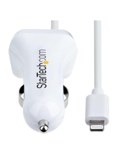 STARTECH  CARGADOR PARA AUTO USBLT2PCARW2 1X USB-A CON CABLE LIGHTNING BLANCO - Image 3