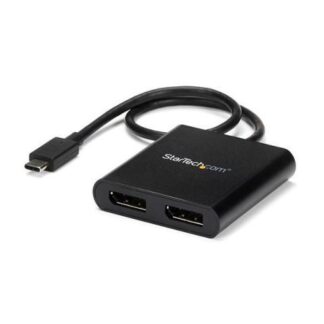 STARTECH  DIVISOR MULTIPLICADOR USB C - DISPLAYPORT 2 PUERTOS NEGRO