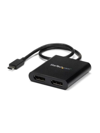 STARTECH  DIVISOR MULTIPLICADOR USB C - DISPLAYPORT 2 PUERTOS NEGRO
