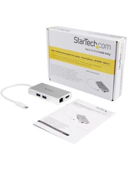 STARTECH  HUB USB-C MULTIFUNCION PARA LAPTOPS USB-C MACHO - 2X USB A 3.0-1X HDMI- 1X RJ-45 HEMBRA PLATA - Image 8