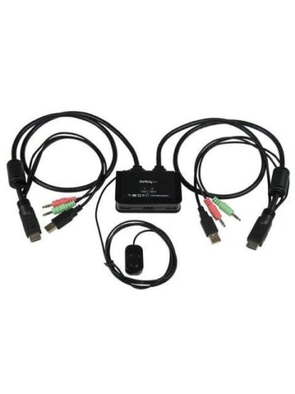 STARTECH  SWITCH KVM DE 2 PUERTOS HDMI USB AUDIO CON CABLES INTEGRADOS