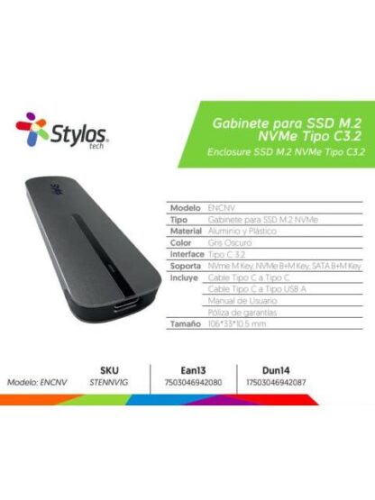 STYLOS GABINETE DE SSD M.2 USB-C GRIS - Image 7