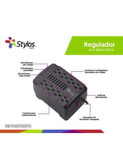 STYLOS REGULADOR STRE650B 480W ENTRADA 120V SALIDA 120V 8 CONTACTOS - Image 3