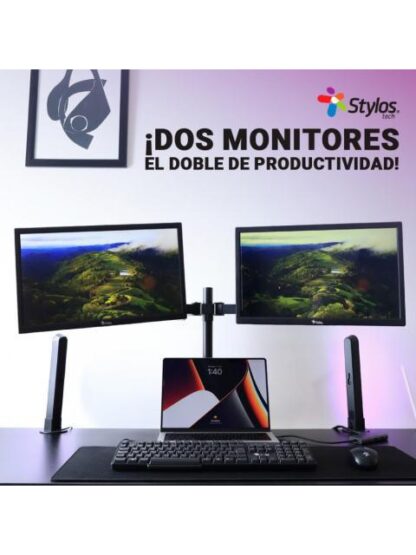 STYLOS SOPORTE DE ESCRITORIO PARA 2 MONITORES 13 - 32 MAX. 8KG NEGRO - ¡COMPRA Y RECIBE $50 DE SALDO DE REGALO EN TU PROXIMA COMPRA! - Image 5