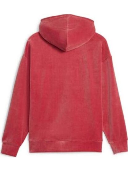 SUDADERA ESS ELEVATED VELOUR HOODIE ROJO PUMA - Image 2