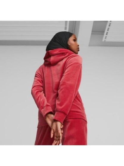 SUDADERA ESS ELEVATED VELOUR HOODIE ROJO PUMA - Image 5