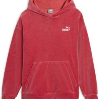 SUDADERA ESS ELEVATED VELOUR HOODIE ROJO PUMA