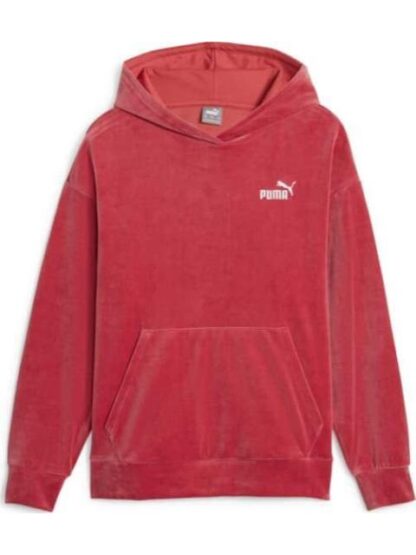 SUDADERA ESS ELEVATED VELOUR HOODIE ROJO PUMA