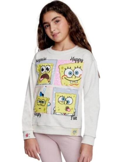 SUDADERA ESTAMPADA APLICACIONES BEIGE BOB ESPONJA - Image 4