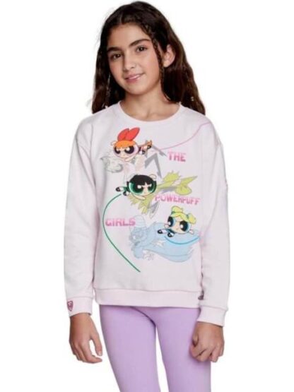 SUDADERA ESTAMPADA APLICACIONES ROSA LAS CHICAS SUPER PODEROSAS