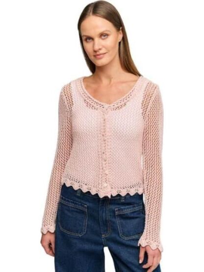 SUETER CROCHET ROSA SAO PAULO