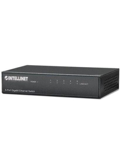 SWITCH INTELLINET GIGABIT ETHERNET 530378 5 PUERTOS 10-100-1000MBPS 1024 ENTRADAS - NO ADMINISTRABLE